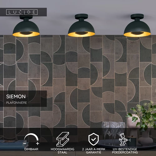 Lucide SIEMON - Plafonnière - Ø 25 cm - 1xE27 - Groen - USP